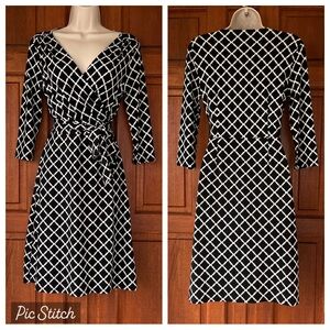 White House Black Market Geometric Black and White Dress